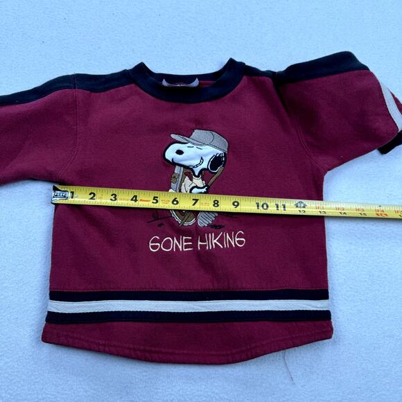 Vintage Peanuts Outfit Size 7 Red Black Sweatshirt Corduroy Pants Snoopy Cartoon - Picture 5 of 12